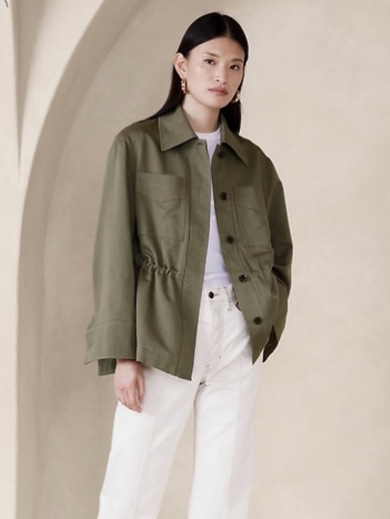 Banana Republic Jackets & Blazers - Banana Republic Lucia Cotton Linen Jacket in Desert Thyme Green Size Small